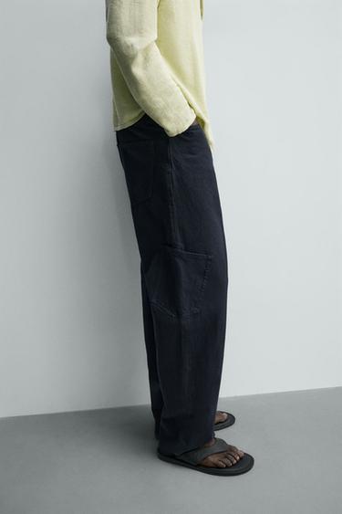 STRAIGHT-LEG CARGO TROUSERS - Dark navy by Zara - Image 5