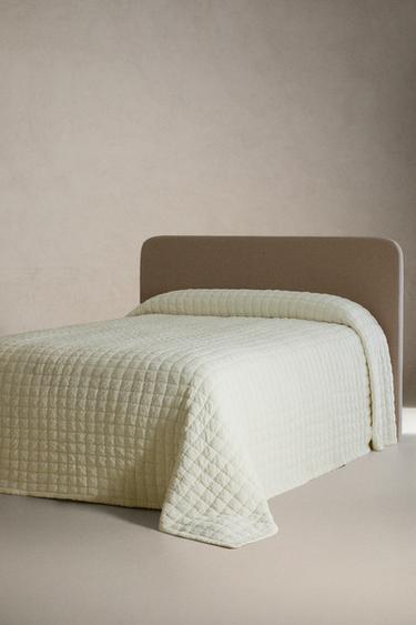 COTTON QUILT WITH SQUARES - Oyster-white by Zara - Image 1