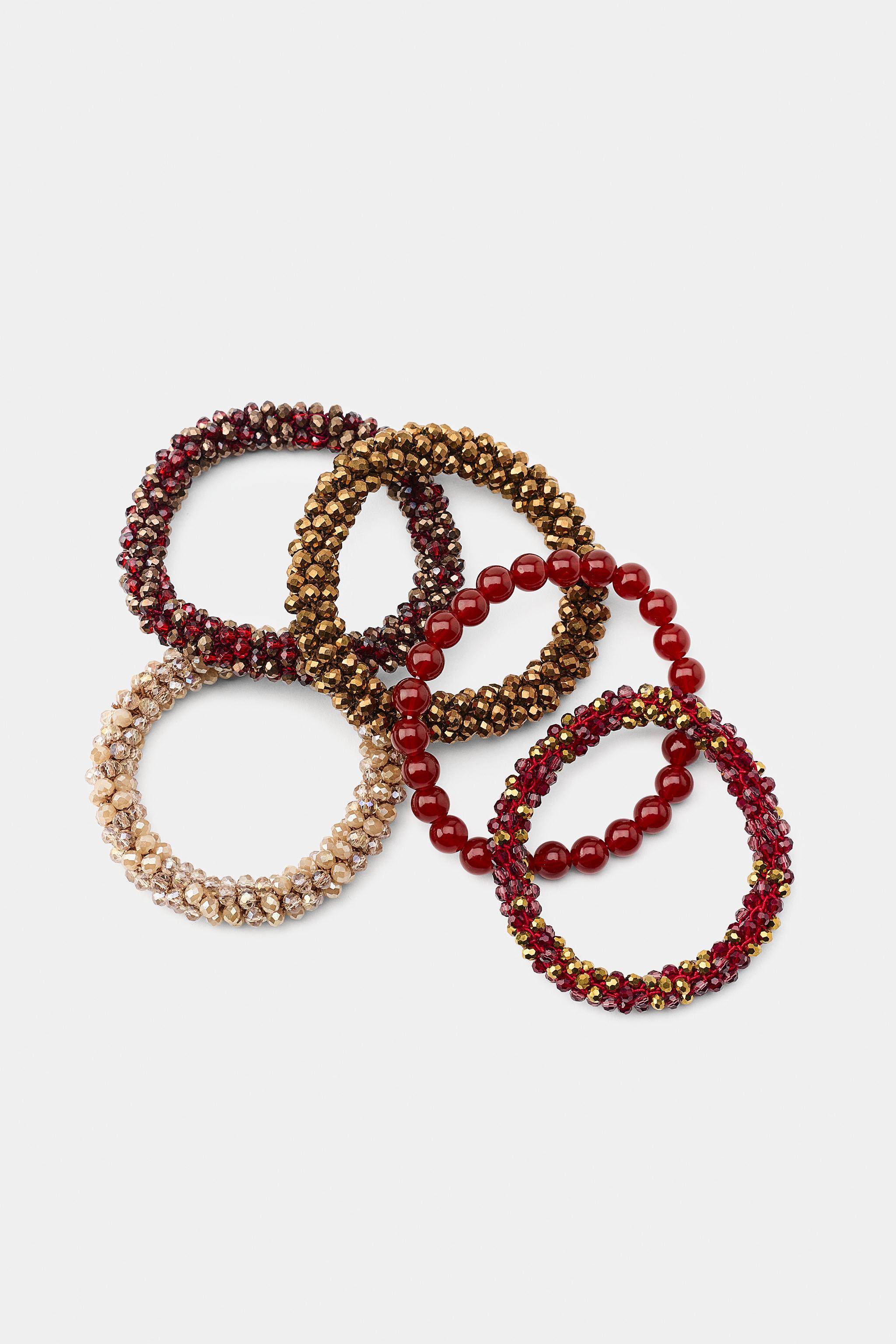 Женские аксессуары Zara ELASTIC BEADED BRACELET PACK — фото 6