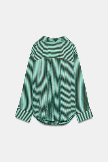 CHEMISE OVERSIZE À RAYURES - vert délavé de Zara - Image 8