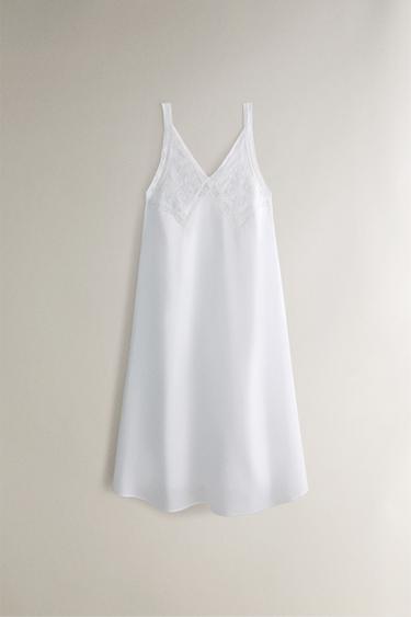 CAMISÓN ALGODÓN BORDADOS - Blanco de Zara - Imagen 0