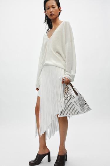 Zara LASER-CUT LEATHER SHOPPER - 