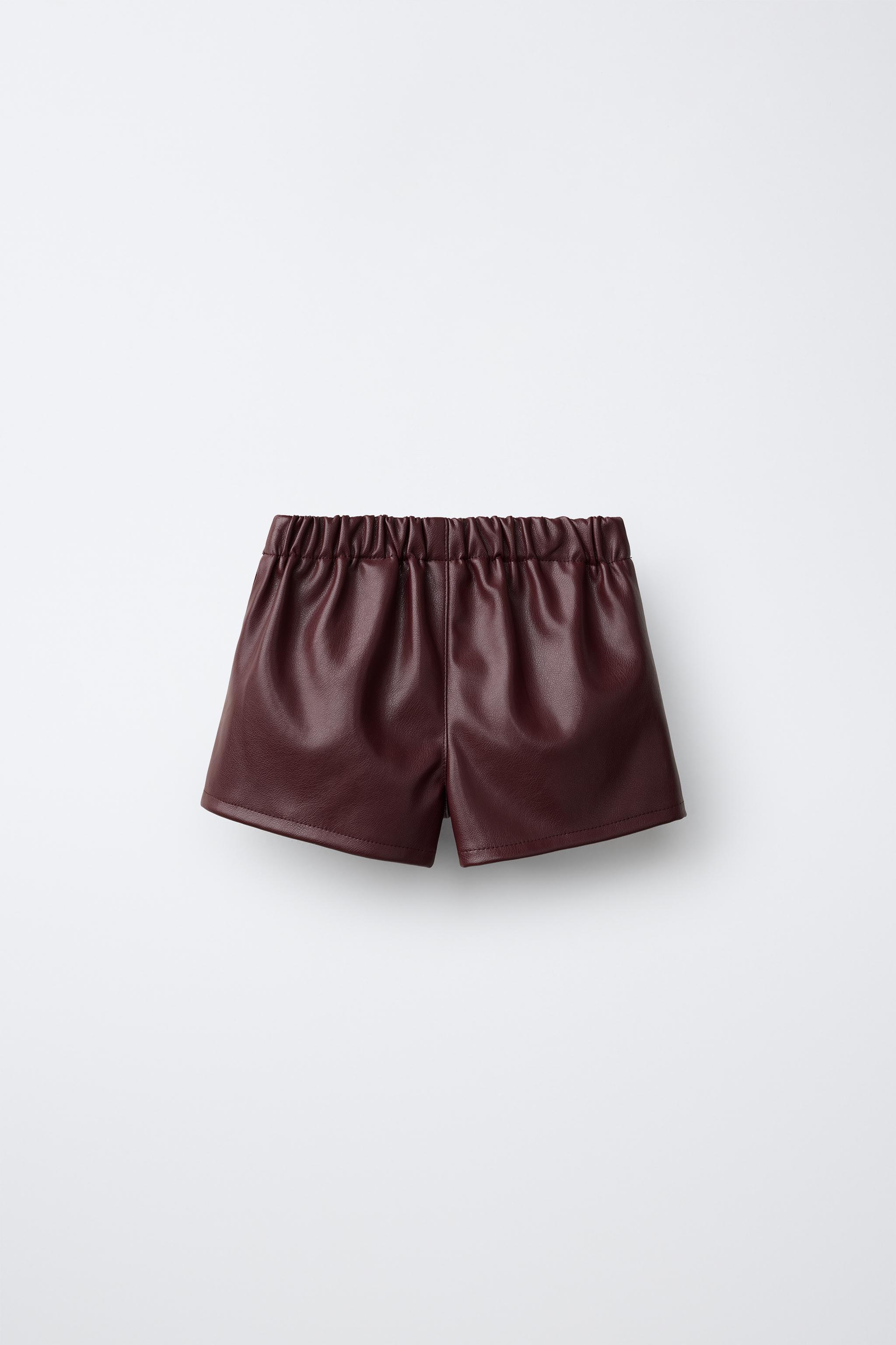 FAUX LEATHER BERMUDA SKIRT — Burgundy