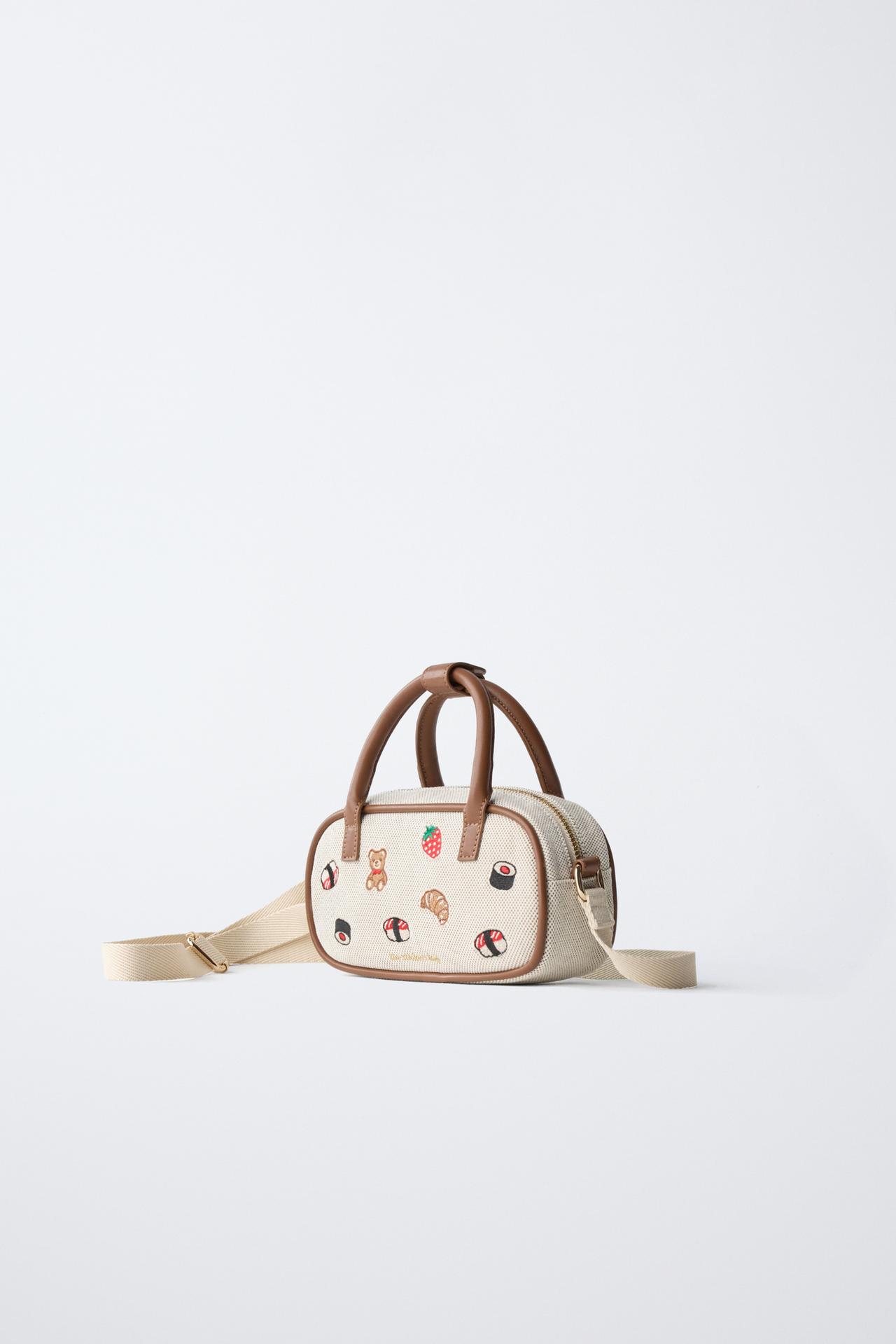 EMBROIDERED CROSSBODY BAG — Brown