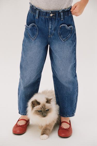 BAGGY JEANS WITH HEART POCKETS - Mid-blue by Zara