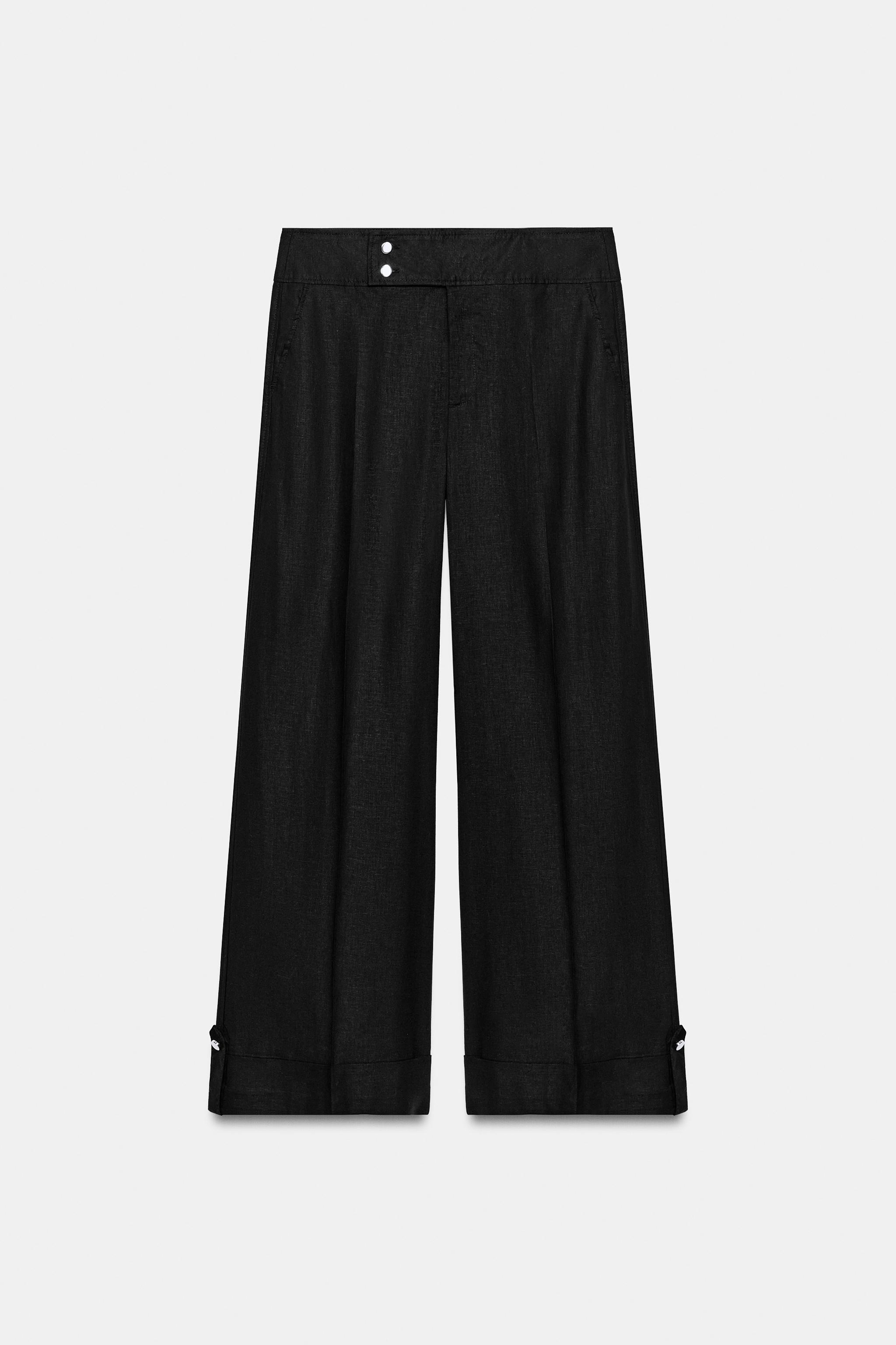 CUFFED WIDE LEG PANTS