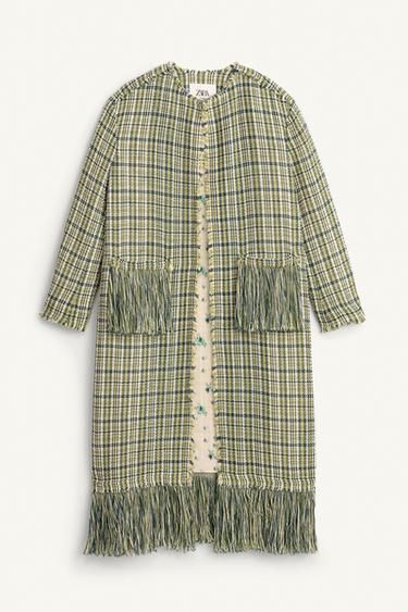 MANTEAU STRUCTURÉ FRANGES ÉDITION LIMITÉE - Vert de Zara - Image 4