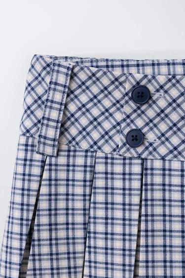 JUPE À CARREAUX ET BOUTONS - Bleu de Zara - Image 2
