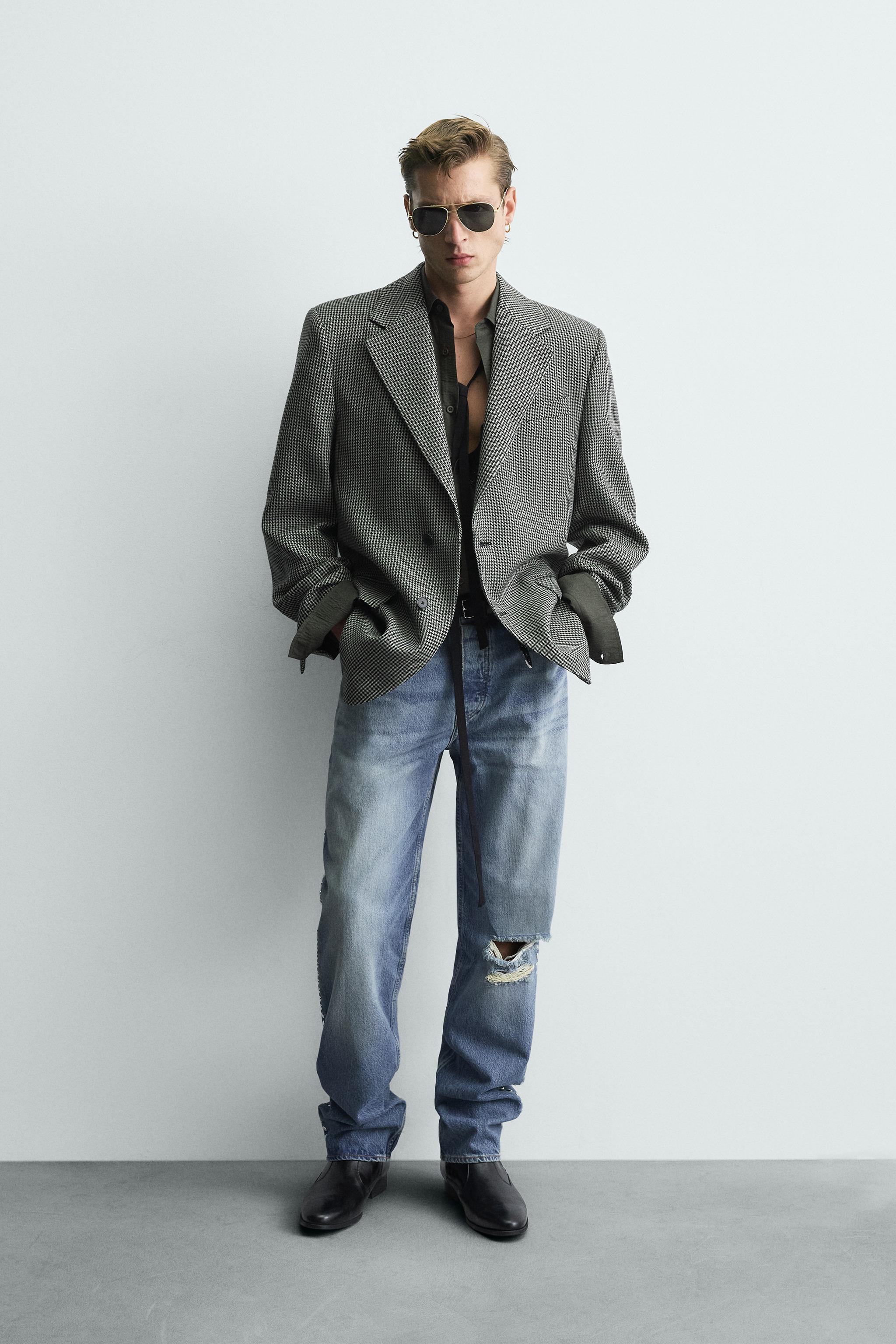 千鳥格子柄100％ウールブレザー LIMITED EDITION - ホワイト/ブラック