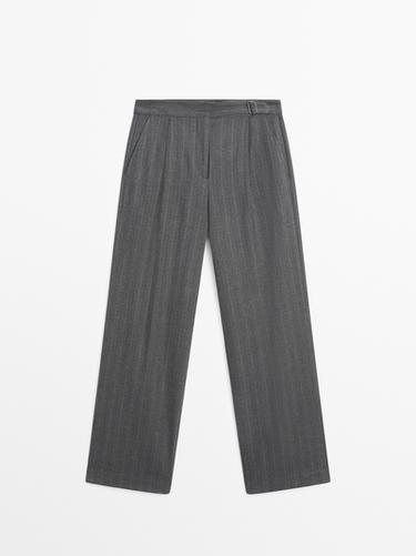 Zara Darted pinstripe trousers - Anthracite Gray