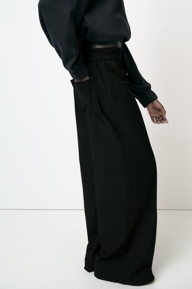 PANTALON LARGE À TAILLE ÉLASTIQUE - Noir de Zara - Image 3