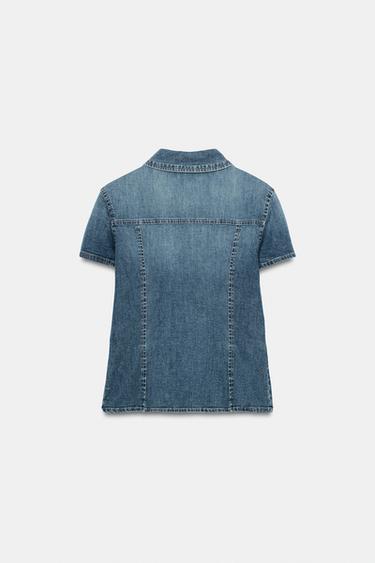 CHEMISE EN DENIM TRF À POCHES - Bleu de Zara - Image 6