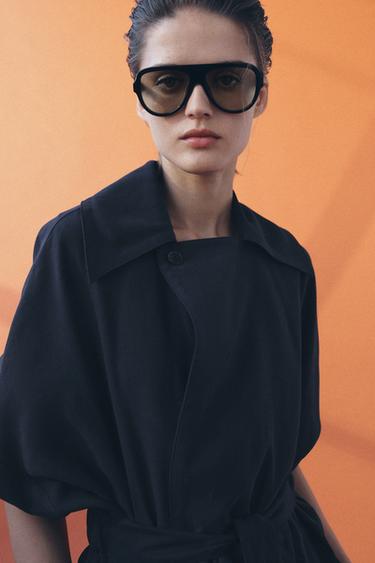 TRENCH قصير منسدل ZW COLLECTION - بحري الخاص بـ Zara