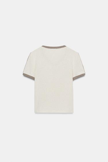 T-SHIRT RUSTIQUE EN CONTRASTE - Écru / Beige de Zara - Image 5