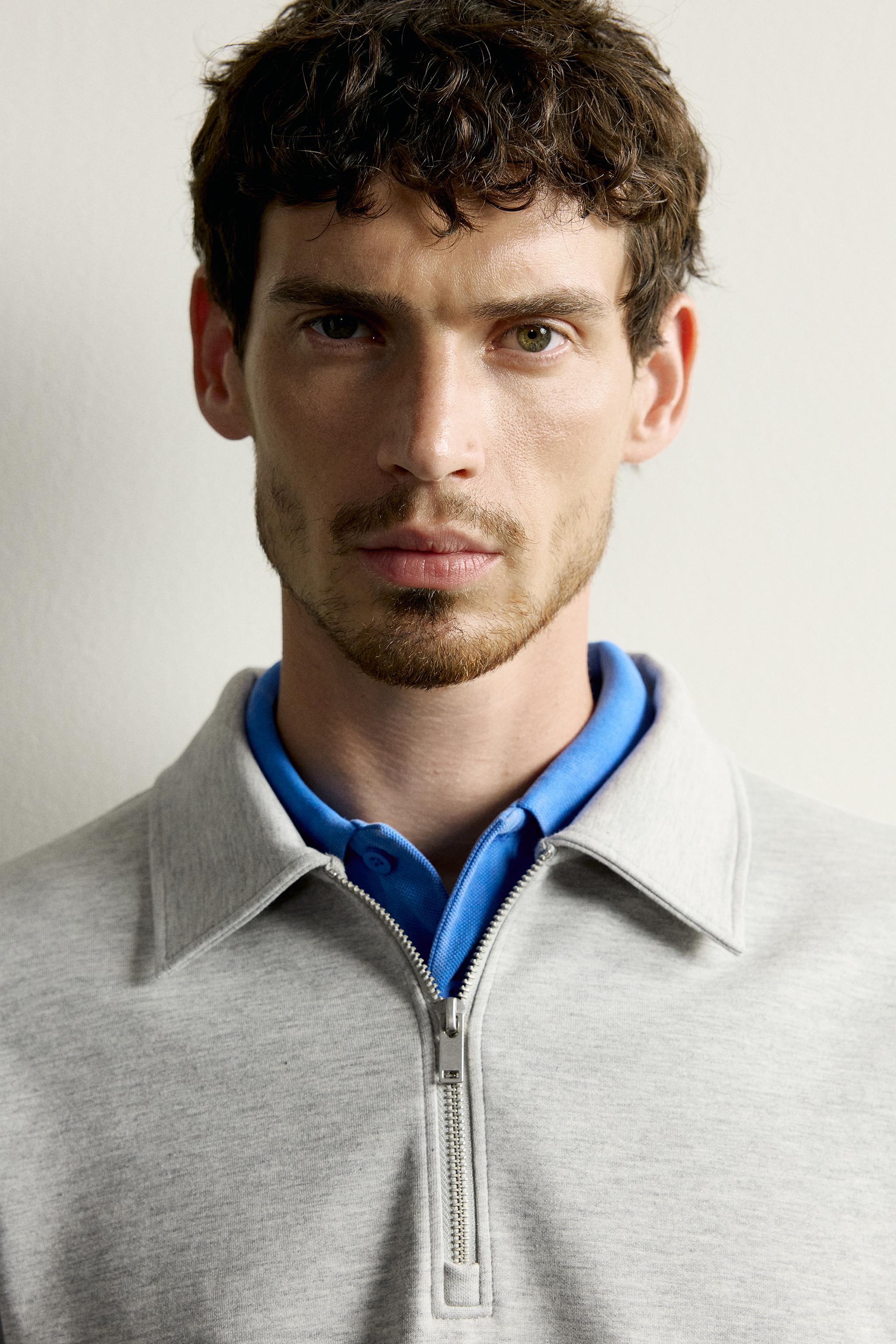Мужские худи Zara INTERLOCK ZIP POLO SWEATSHIRT — фото 5