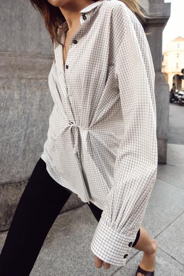 CHECK SHIRT WITH BOW - brown/white by Zara - Image 1