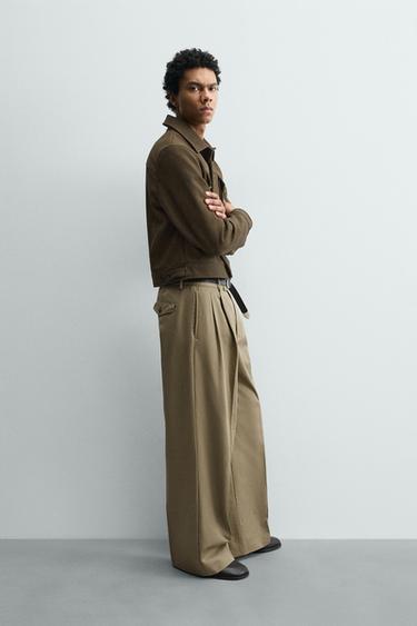 WIDE-LEG PLEATED TROUSERS - Beige by Zara - Image 3