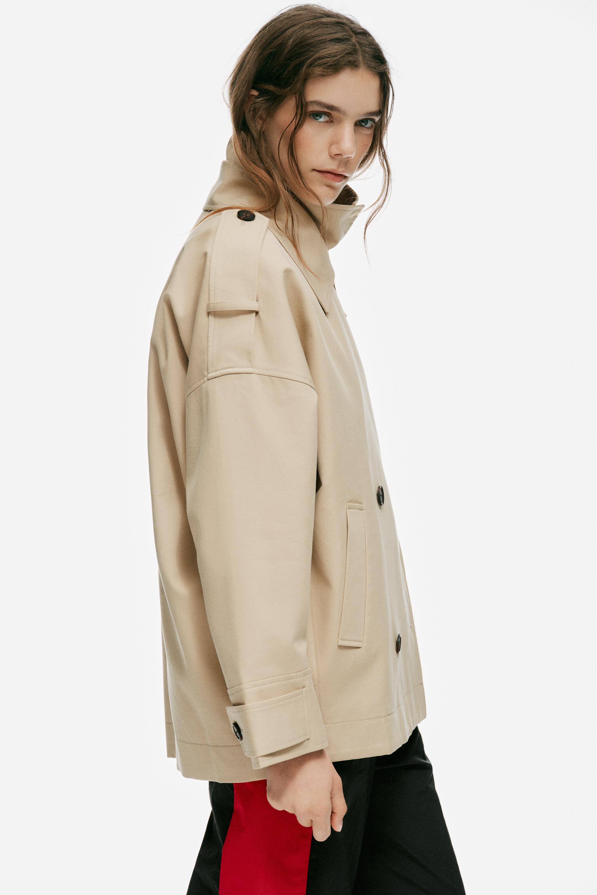 Zara KISA OVERSIZE DİK YAKALI TRENÇKOT görsel 3