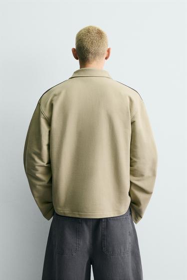 SWEAT COUPE BOXY BANDES BRODÉES - Marron clair de Zara - Image 2