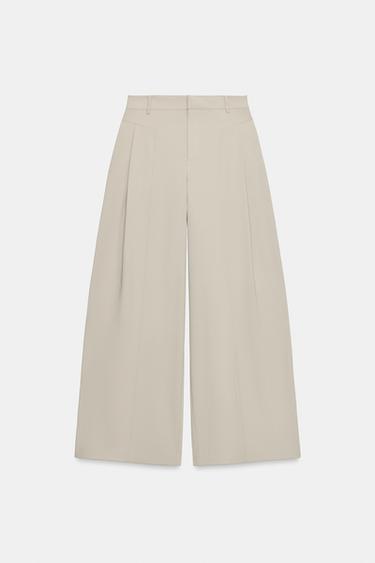 CALÇA COM PREGAS - Bege da Zara - Imagem 0