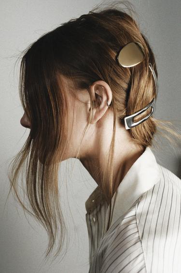 3-PACK OF GEOMETRIC METAL HAIR SLIDES - Golden by Zara