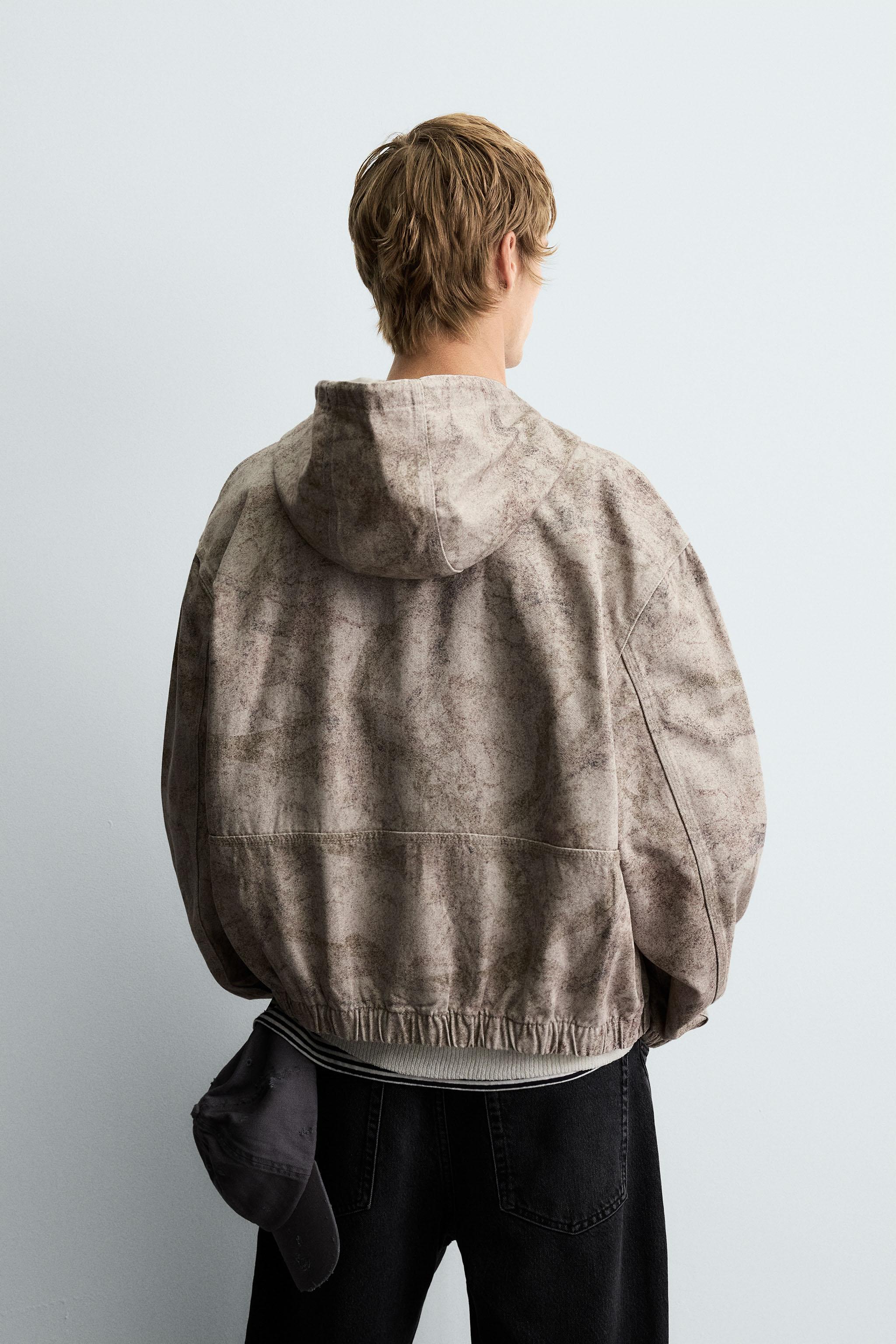 ウォッシュド フード付きジャケット - プリント地 | ZARA Japan