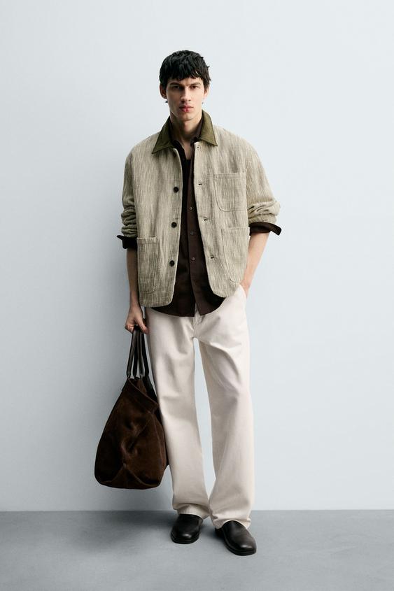 CONTRAST TEXTURED OVERSHIRT