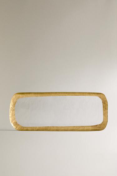 GLASS SERVING DISH WITH GOLD RIM - Gold by Zara