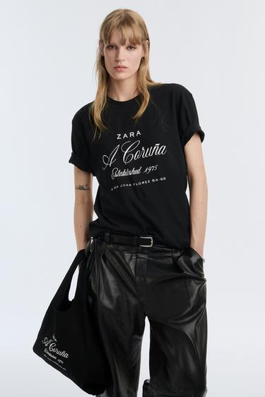 Zara 50 週年紀念刺繡 T 恤 - 黑色