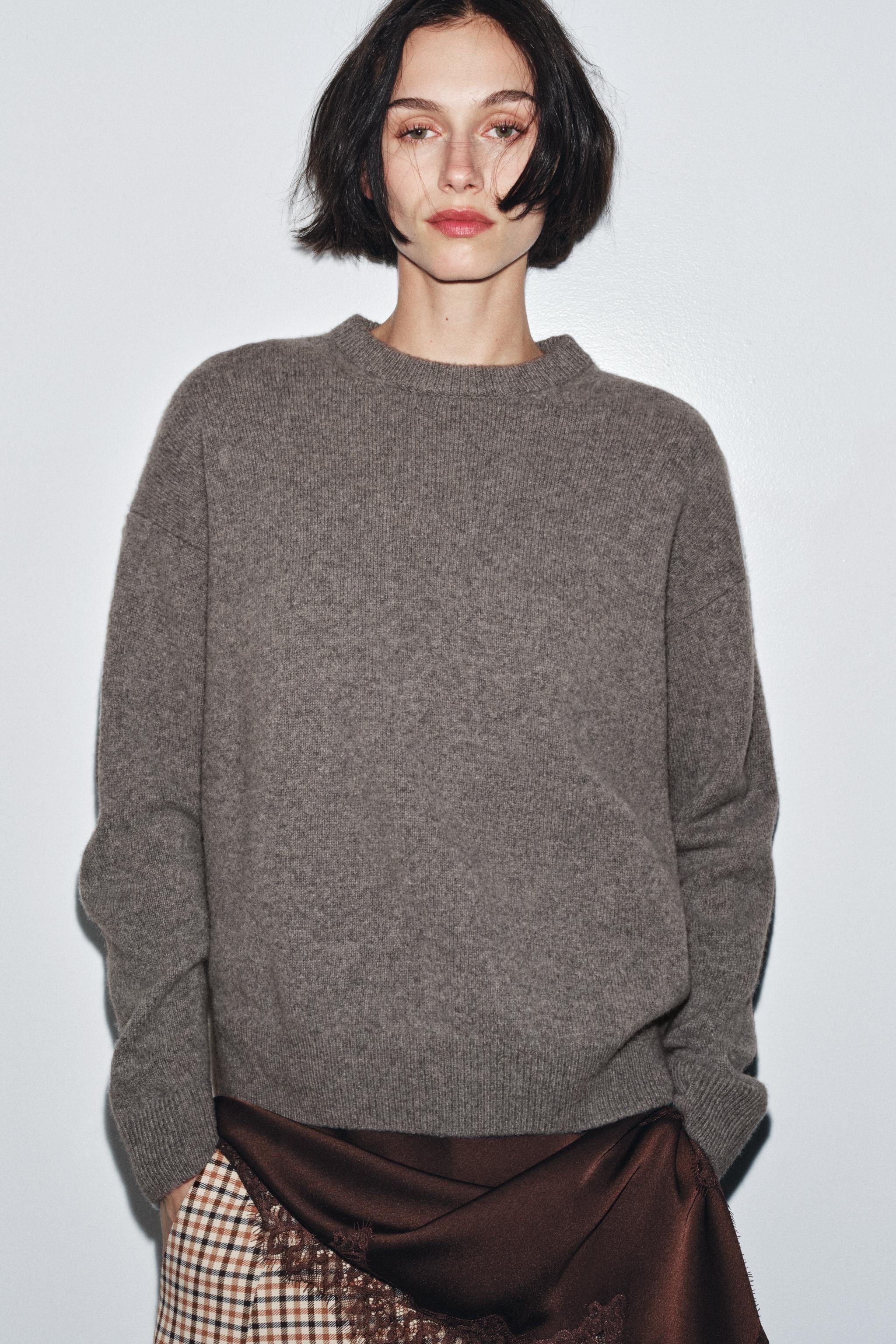 ZARA ジュエリーラペル付き　ウール100% ジャケット ゴールドボタン 100%ウール ジャケット - ダークグレー | ZARA