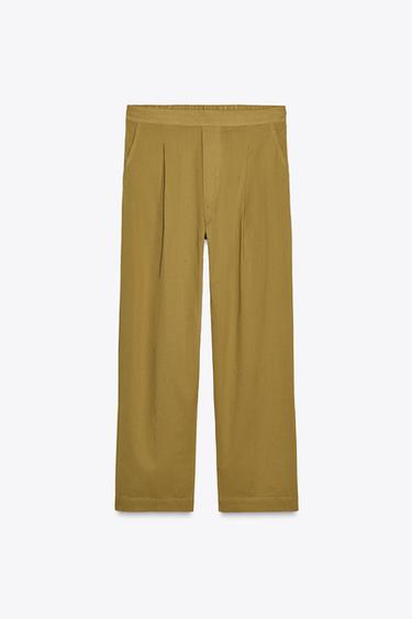 Zara PLEATED PANTS ZW COLLECTION - Olive green - Image 0