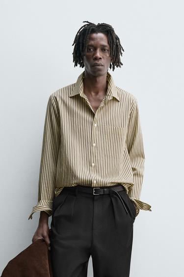 STRIPED FLOWING SHIRT - Butter by Zara