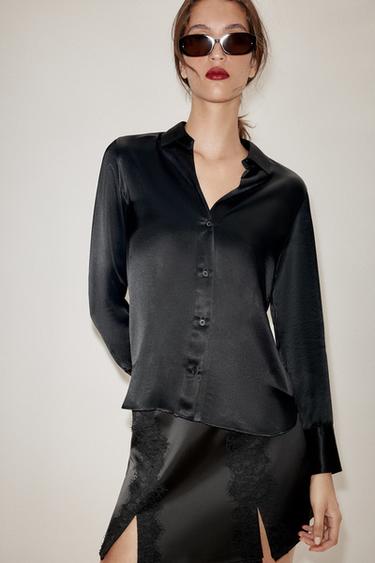 CAMISA SATINADA ZW COLLECTION - Negro de Zara