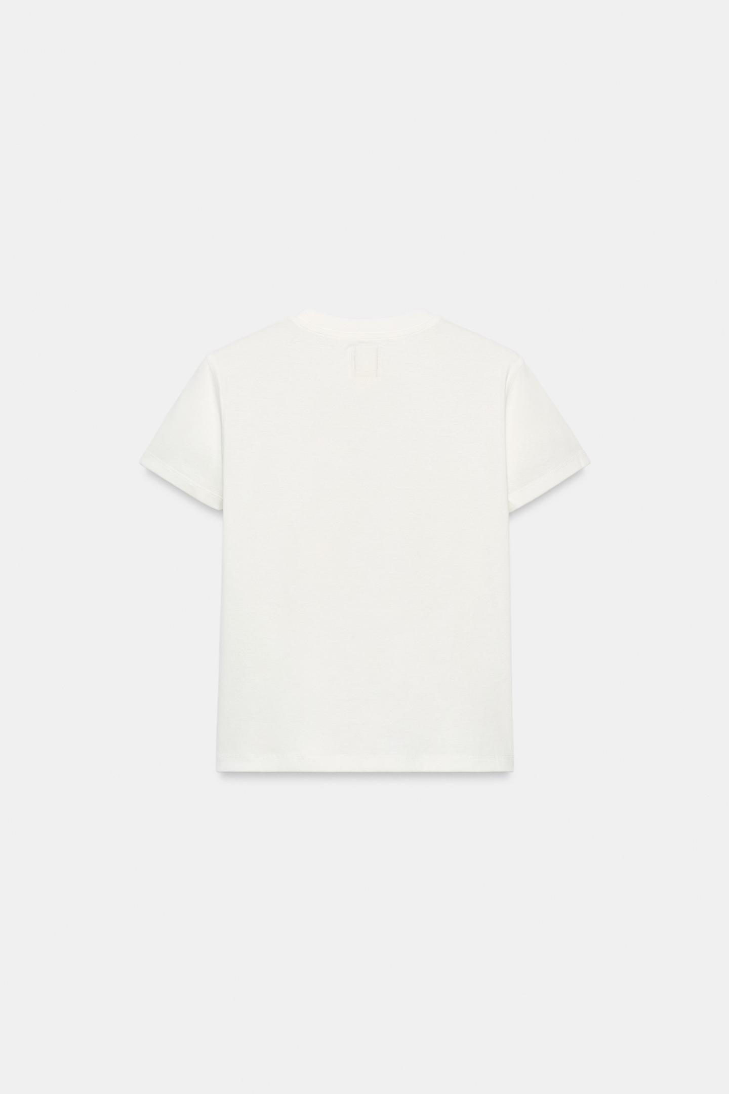 Женская футболка Zara Crew Neck, цвет: Устричный белый — фото 6
