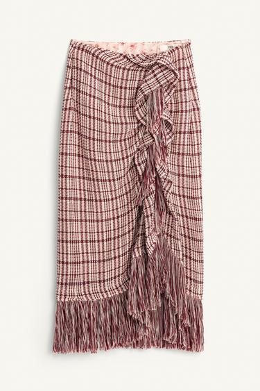 LIMITED EDITION FRINGED STRUCTURED SKIRT - Dark pink by Zara - Image 3