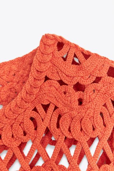 KNIT VEST WITH FRINGING - Orange by Zara - Image 9