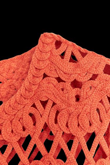 FRINGED KNIT VEST - Orange by Zara