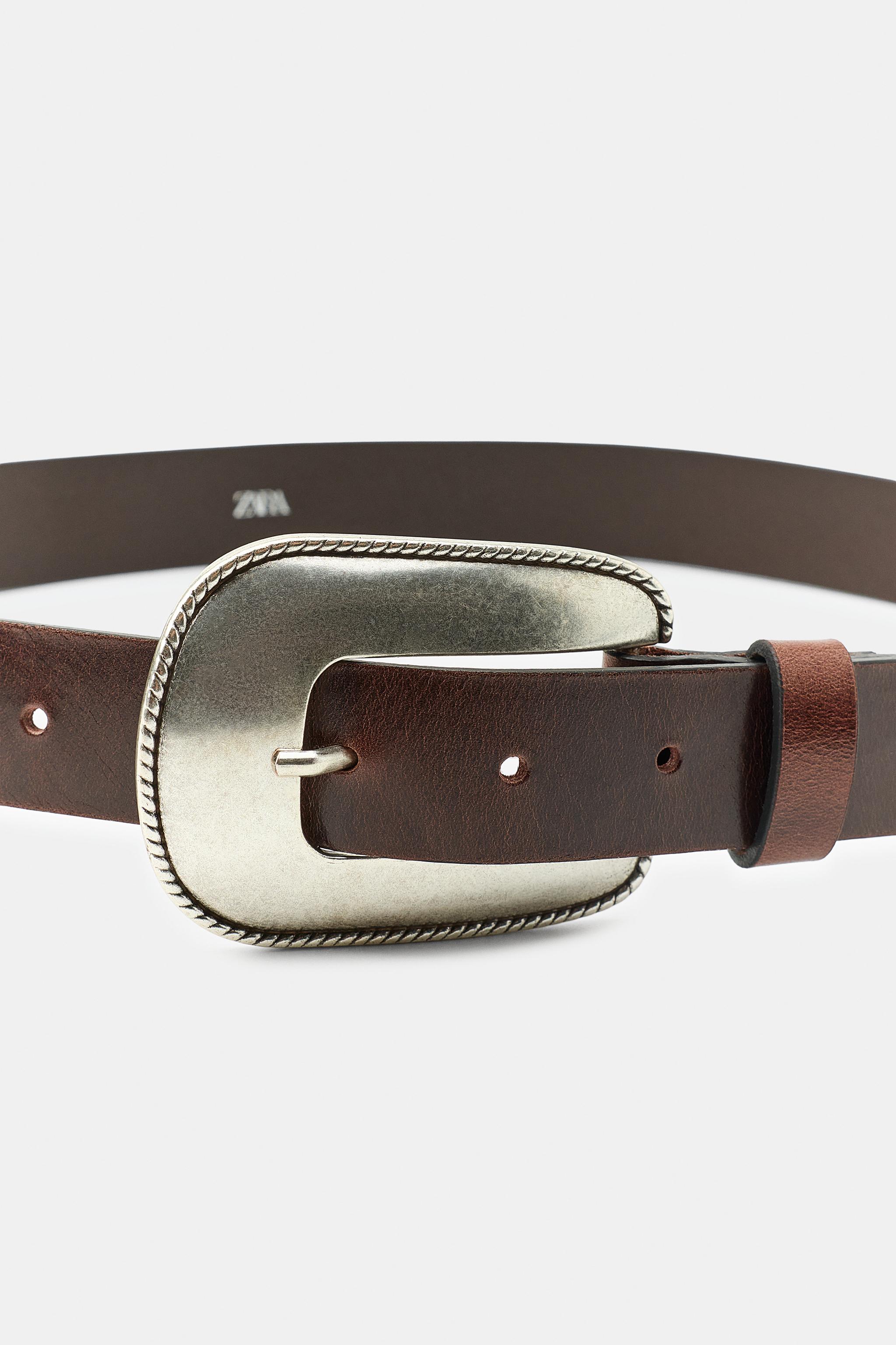 100% LEATHER METALLIC BUCKLE BELT