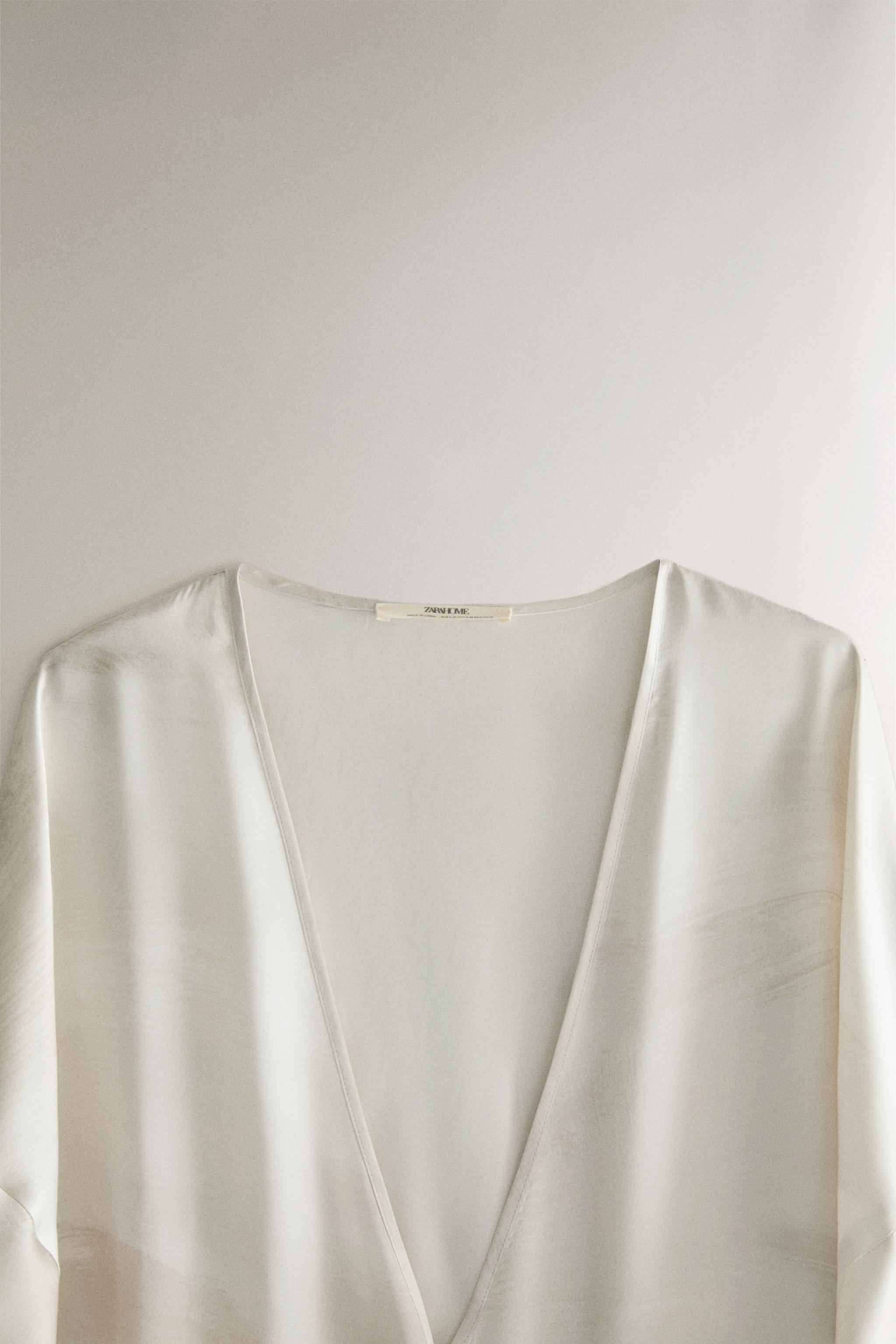 WATERCOLOUR PRINT DRESSING GOWN — Grey / Tan