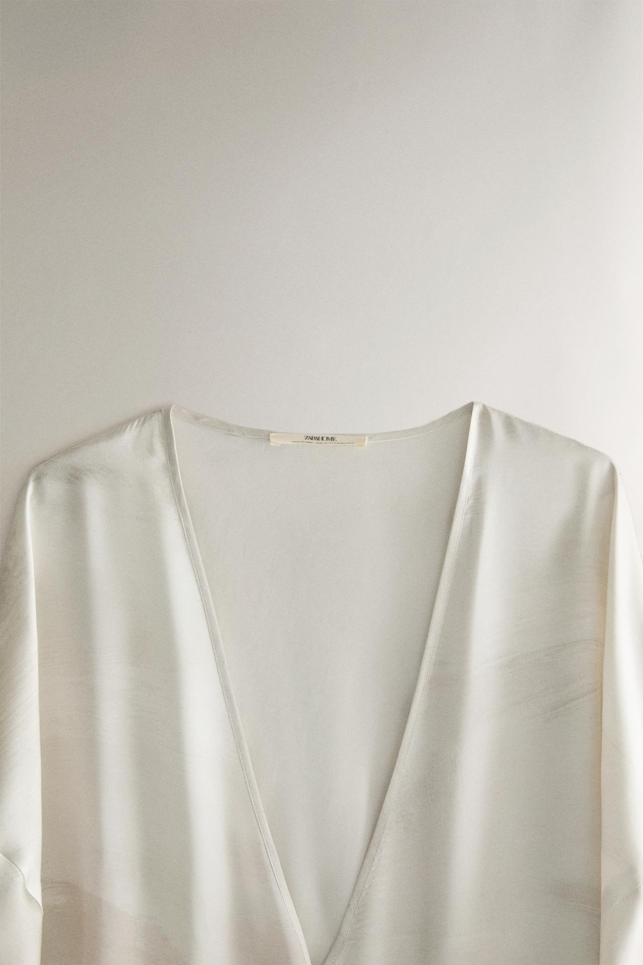 WATERCOLOUR PRINT DRESSING GOWN — Grey / Tan