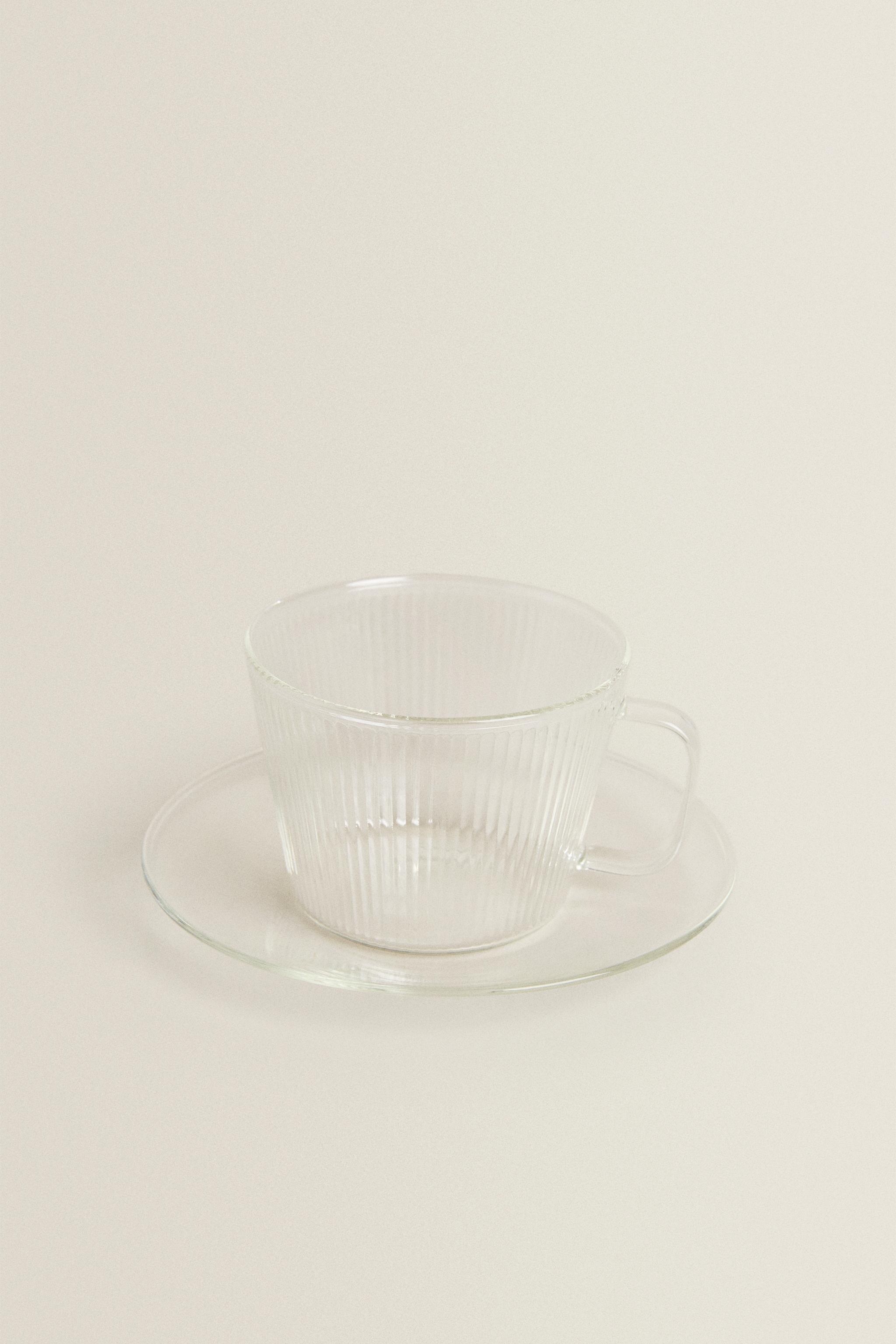 Glass cup on sale and saucer