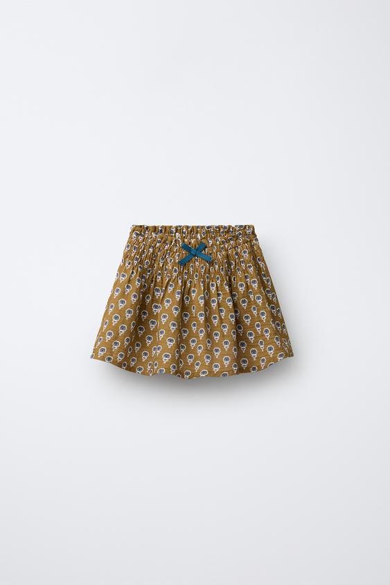 FALDA ESTAMPADA FLORES - Khaki de Zara - Imagen 0