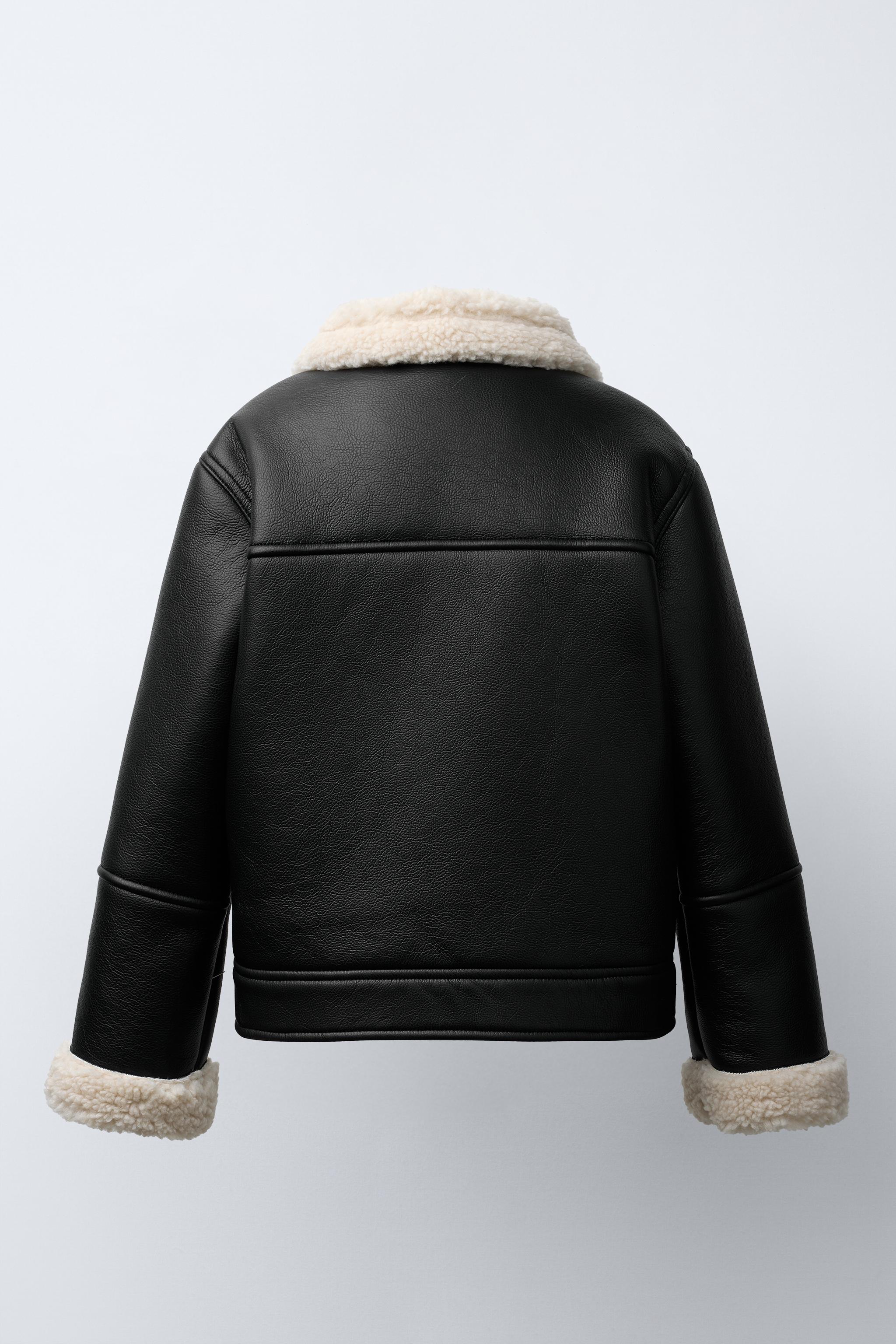 【未使用】 ZARA ダブルフェイス フェイクファー バイカー ジャケット ダブルフェイスバイカージャケット - ブラック/エクリュ | ZARA