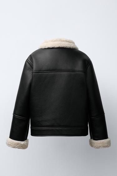 DOUBLE-FACED BIKER JACKET - Black / Ecru by Zara - Image 3
