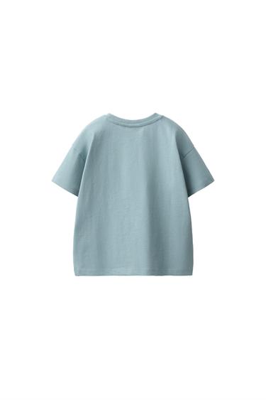 EMBROIDERED HEART PLAIN T-SHIRT — Bluish 2