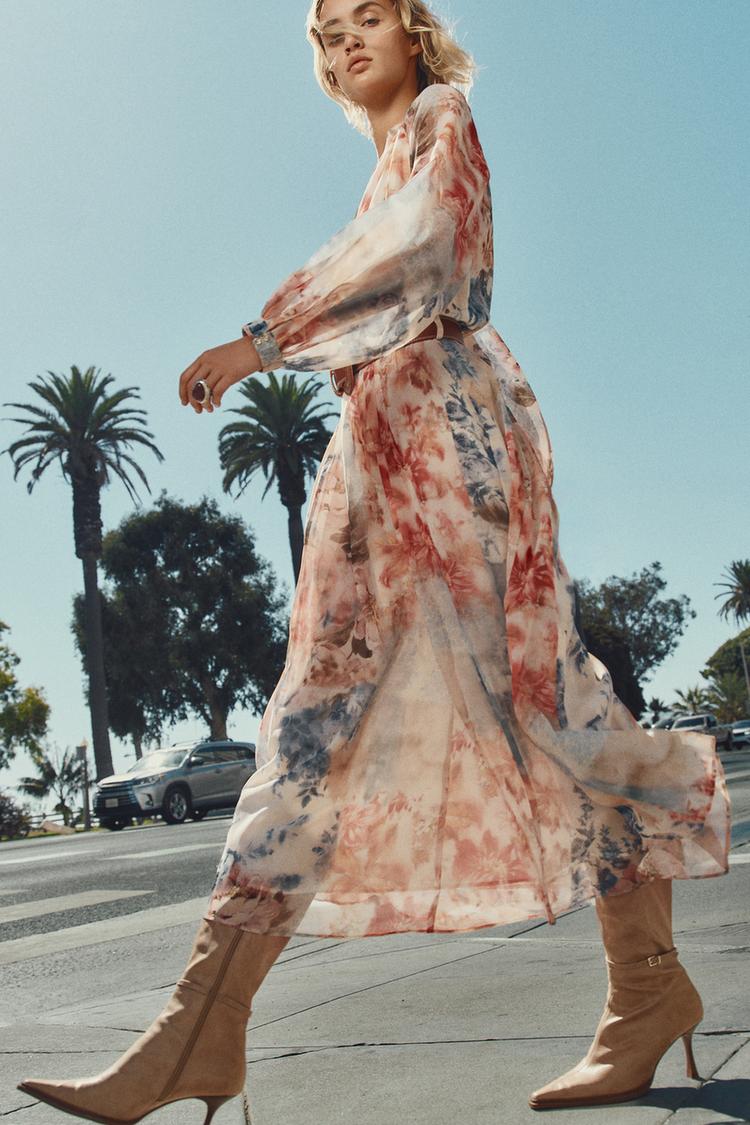 Estampado Floral Vestido Zara Largo Flores Vestido Estampado