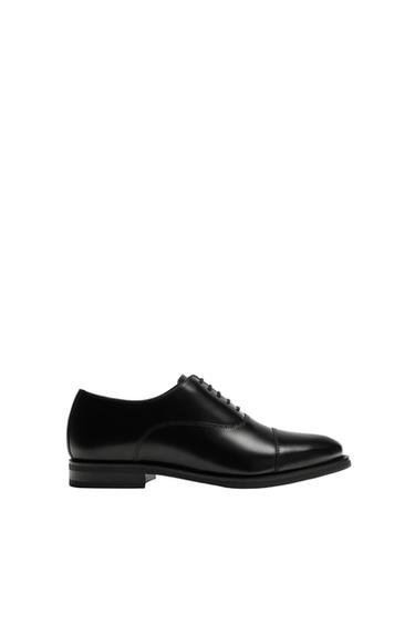 LEATHER DERBY SHOES - Black by Zara