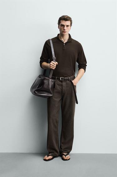 POLO REGULAR FIT ESTRUCTURA ALGODÓN - Marrón de Zara - Imagen 0
