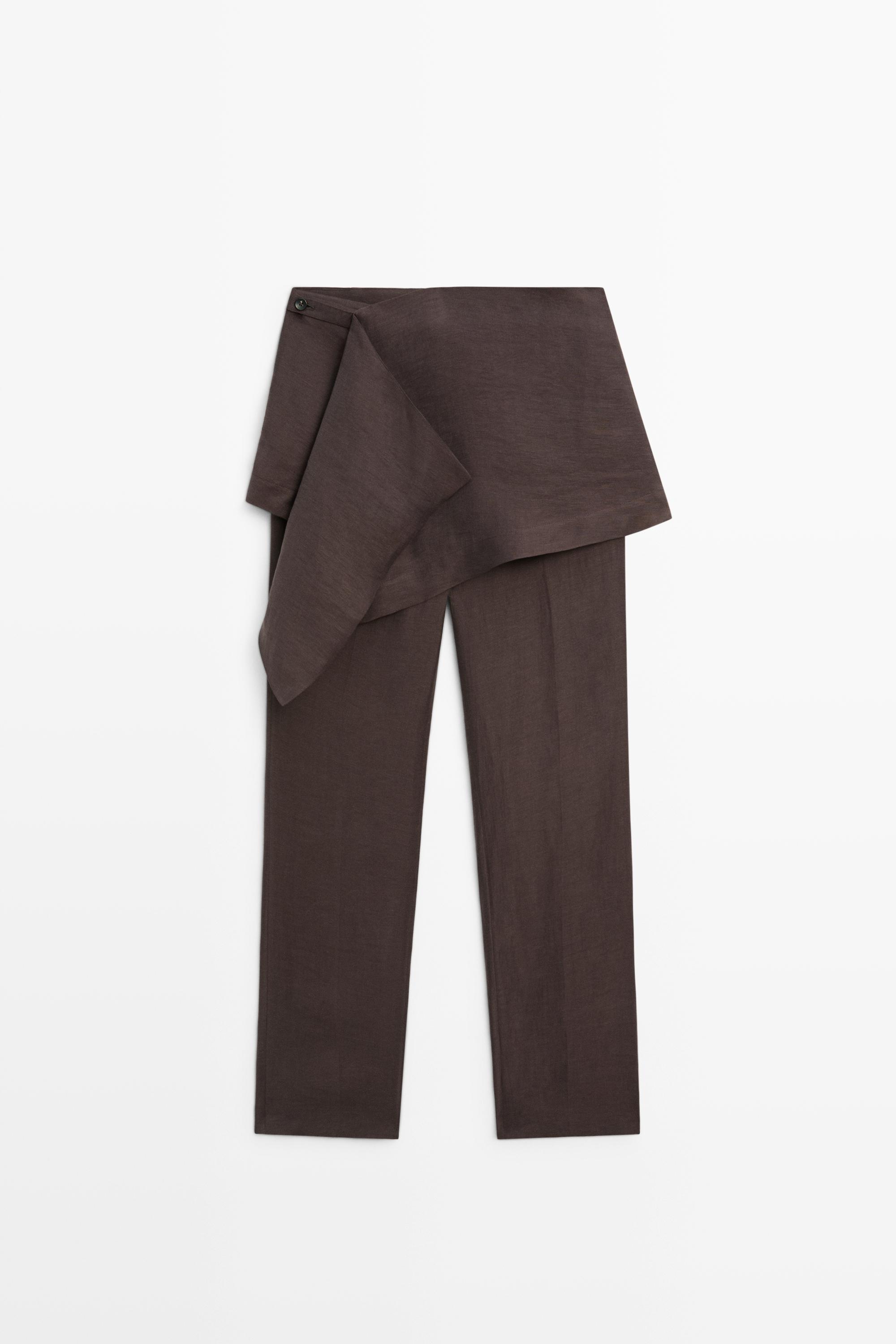 Pantalon détail jupe en lin