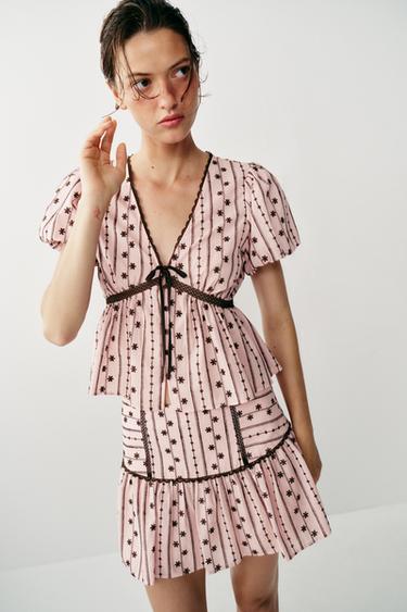 Zara EMBROIDERED SKORT - Pink